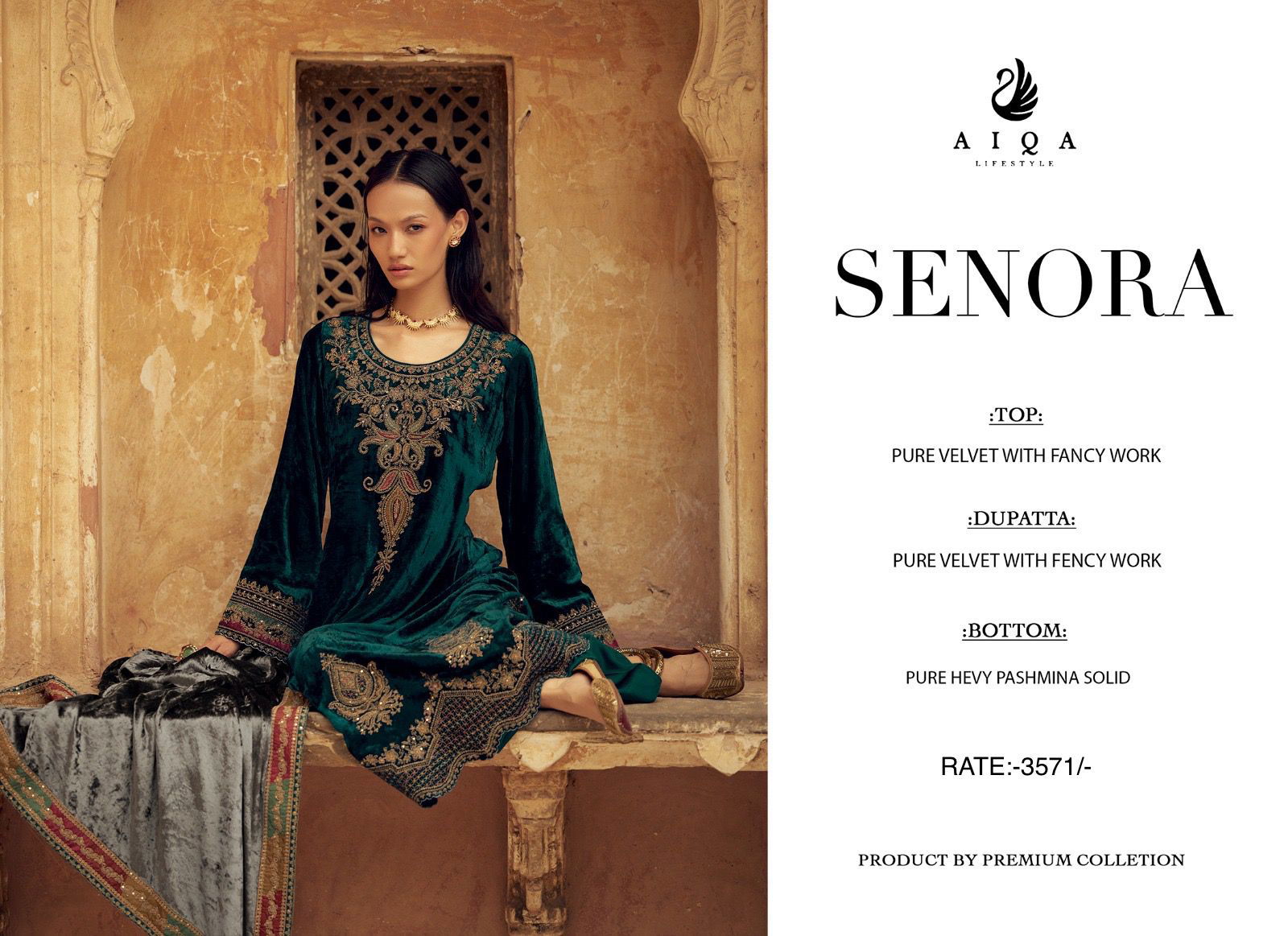 Senora By Aiqa Embroidery Work Velvet Salwar Kameez Wholesale Price In Surat